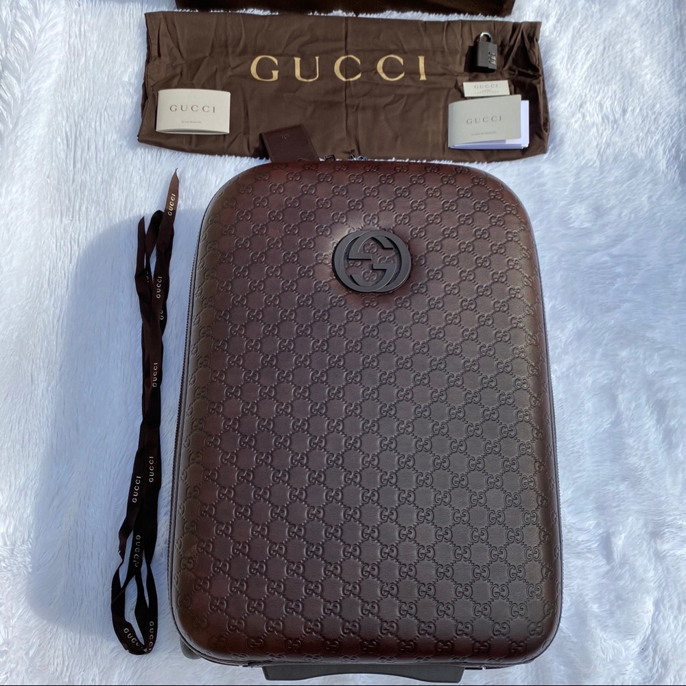 Authentic Gucci Leather Rolling Suitcase Luggage